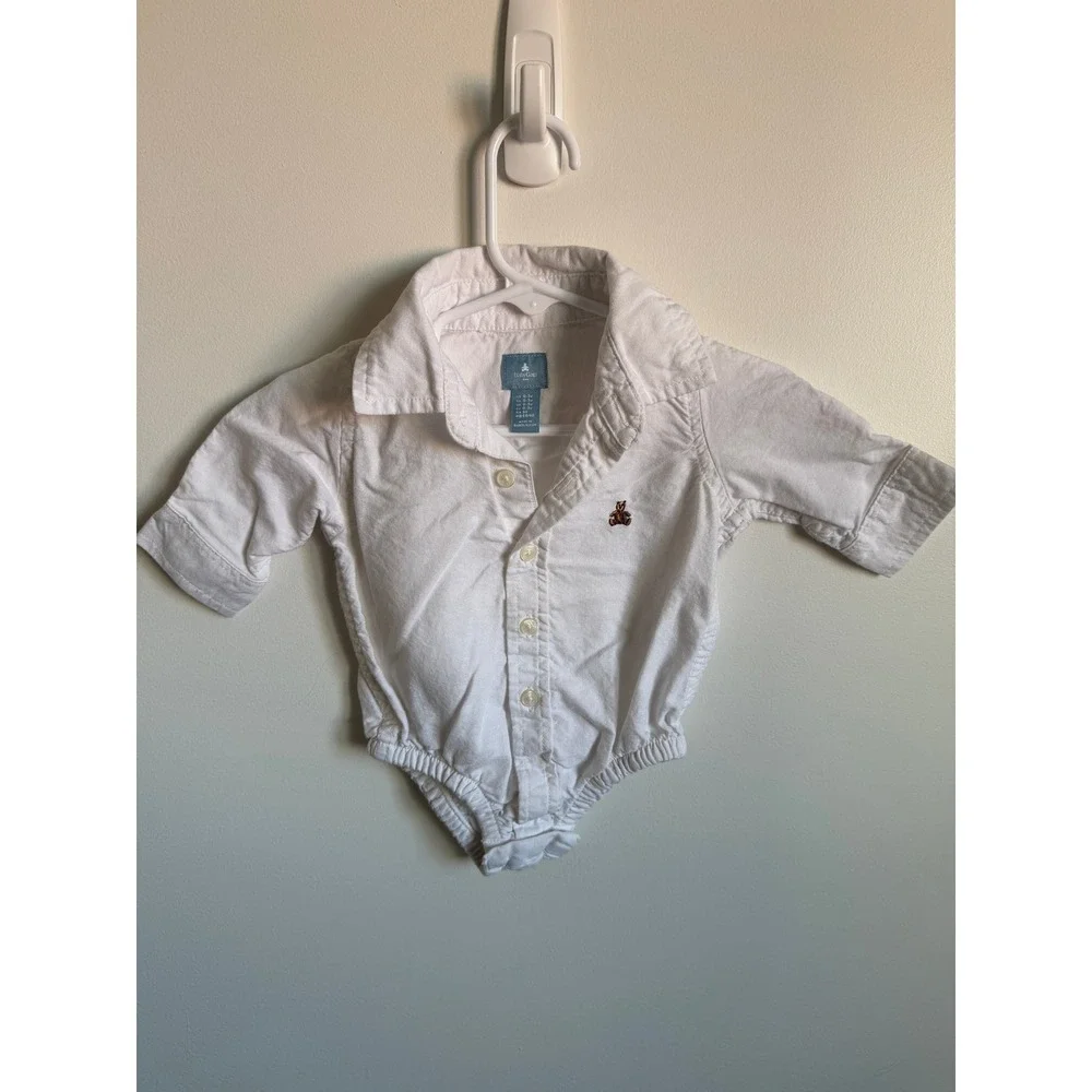 Baby Gap White Oxford Button Down Bodysuit 0-3 Months